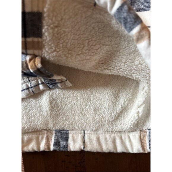 Men’s Old Navy Sherpa Lined Shacket Size XL Tan & Blue Plaid New - Picture 8 of 8